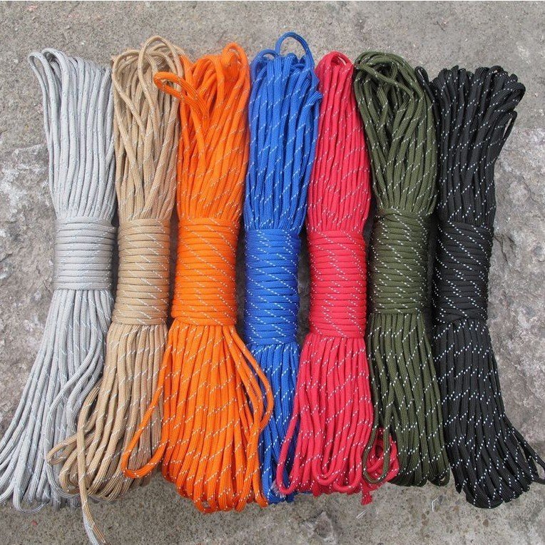 包邮31米捆装军规9芯反光伞绳/伞兵绳救生绳求生绳户外绳子逃生绳