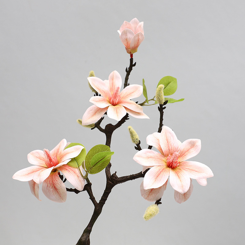 Simulation 4-Head Magnolia Hand-Feeling Film Orchid Home Decoration Chinese Household Hotel Front Desk Decorative Fake Flower