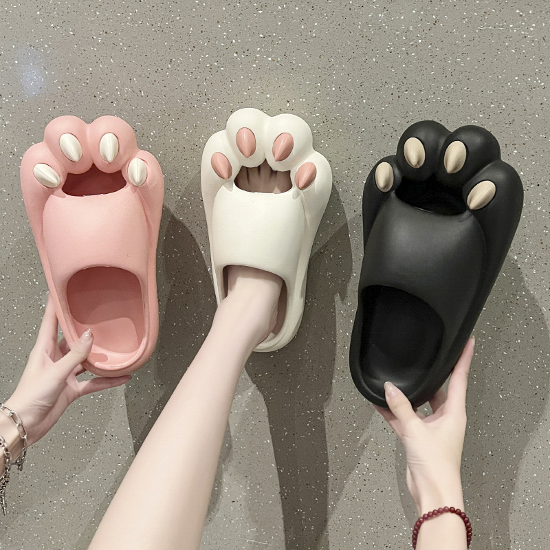 新款时尚猫爪子半拖鞋女夏季厚底防滑踩屎感外穿网红包头凉拖鞋