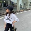 Cute girl 2022 Spring and summer Large Korean children ABC letter printing Short sleeved children leisure time Easy T-shirt Cute girl 2022 Spring and summer Large Korean children ABC letter printing Short sleeved children leisure time Easy T-shirt