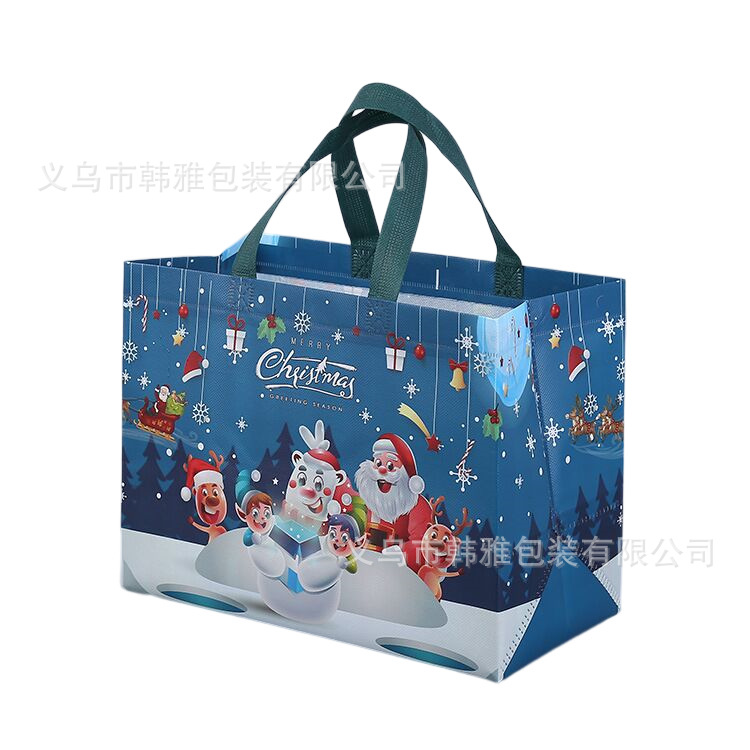 Foreign Trade Cross-Border Spot Christmas Gift Bag Non-Woven Film Cartoon Handbag Environmental Protection Shopping Bag Wholesale