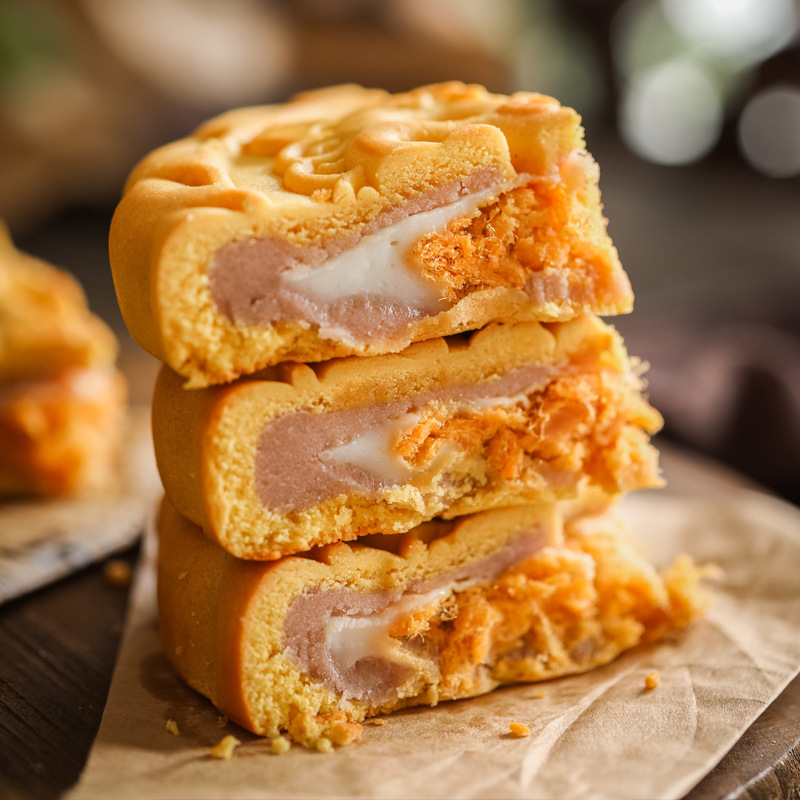 红豆中秋月饼礼盒装麻薯软紫薯芋泥风狮爷大饼面饼新凤梨厦门