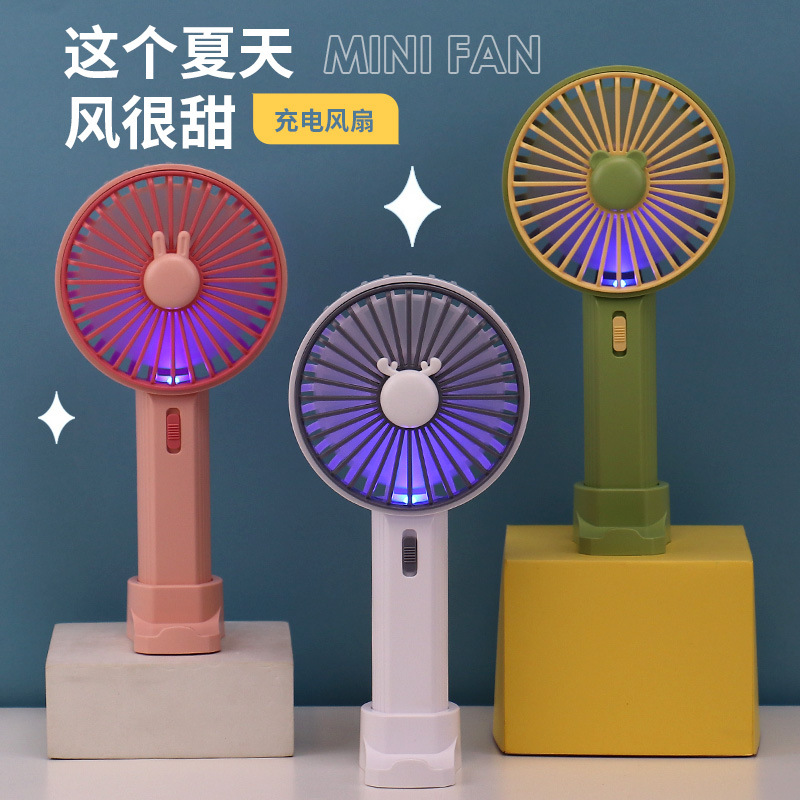 Drip Fan Cartoon Phone Holder USB Charging Desktop Small Fan Portable Handheld Fan Advertising Gift