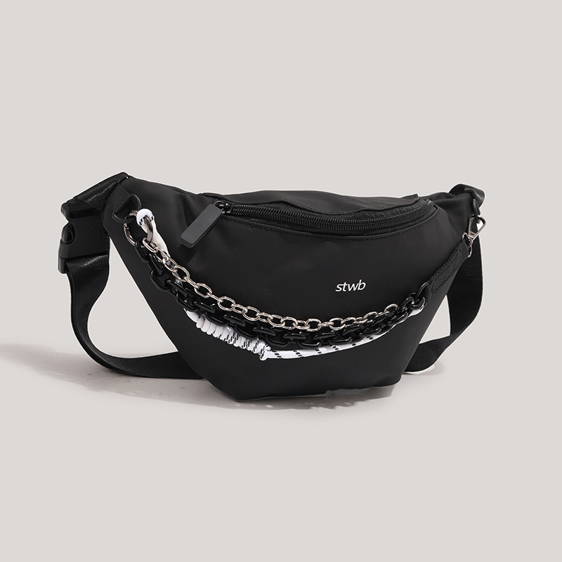 饺子包女潮牌2024新款腰包时尚挎包轻便胸包运动链条斜挎包帆布包