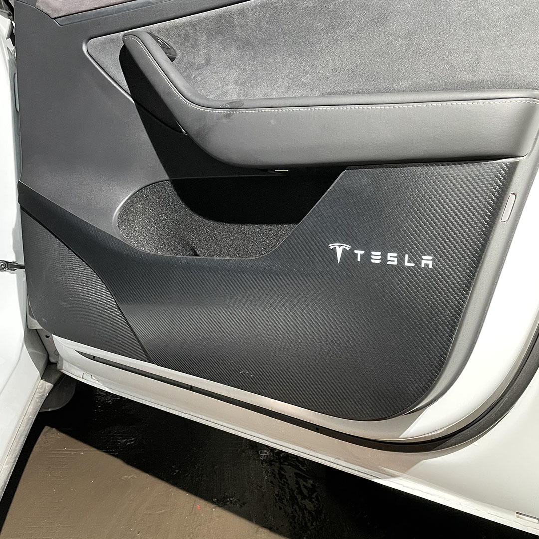 适用于特斯拉model3/y车门防踢垫内饰防护model3y改装 配件装饰