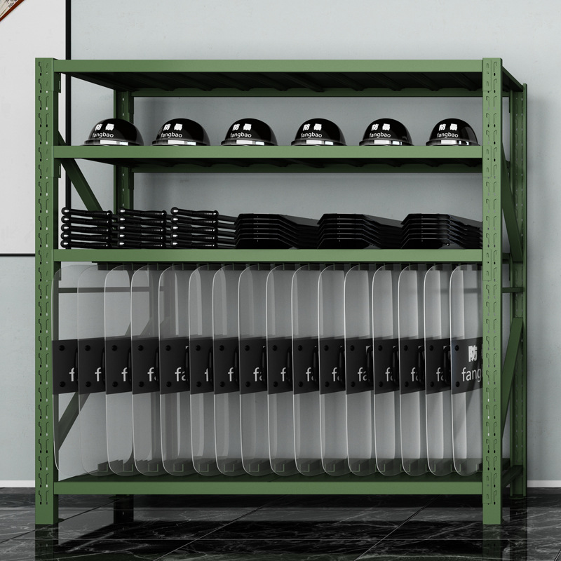 制式移动器材架/军绿置物架/盾牌铁楸器材架加工/军绿色货架