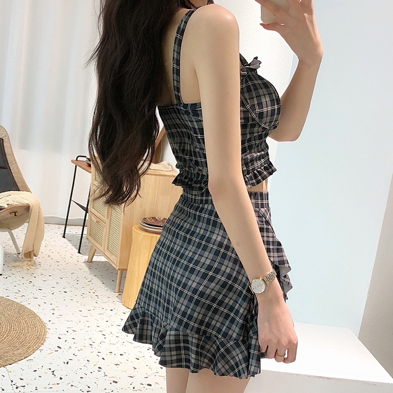 2022 New Fashion Two-Piece Swimsuit Women's Korean-Style Super Fairy Ins Style Skirt Conservative Fat Hiding Slimming Hot Spring