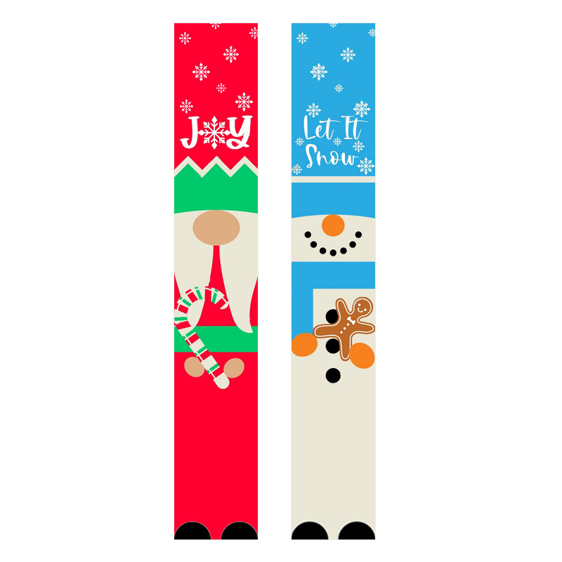 Cross-Border Custom Christmas Couplet Flag Winter Porch Christmas Door Width Santa Claus Banner New Year Door Curtain