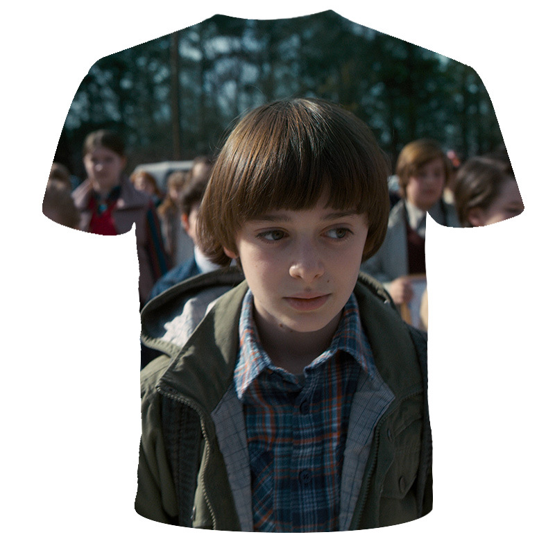 亚马逊 潮流夏款 3d数码印花怪奇物语人物圆领 宽松短袖潮流t恤衫