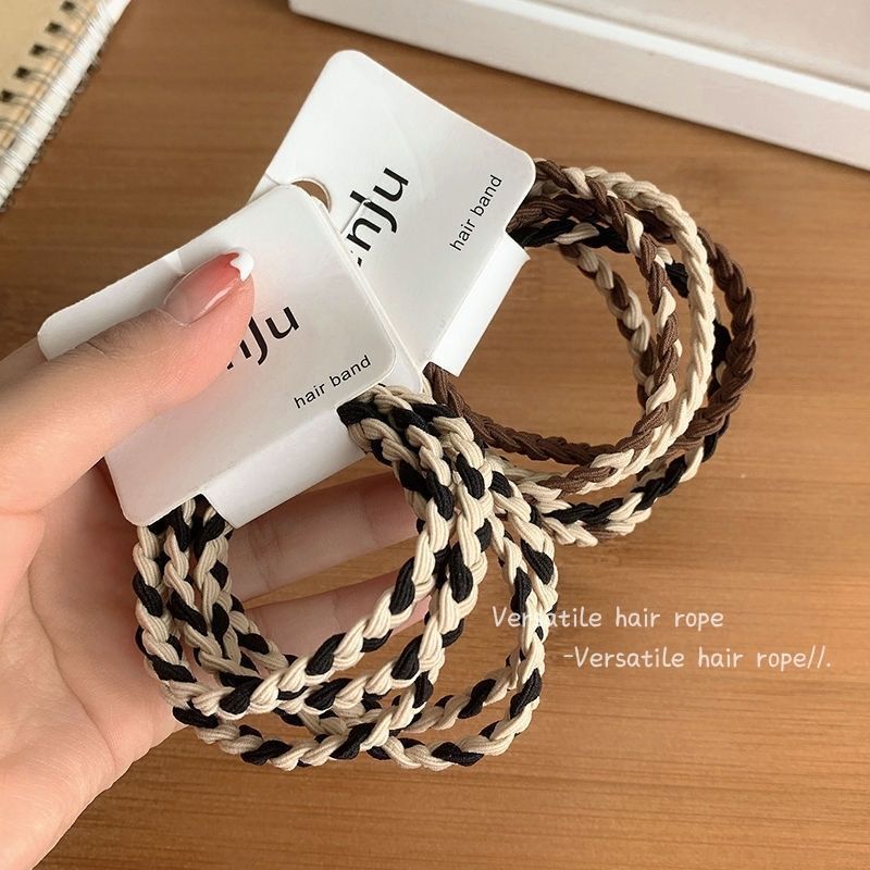 Milk Brown Headband Women's Simple Elegant Rubber Band Hair Rope High Elastic Durable High-Grade Hair Band Leather Cover Thick