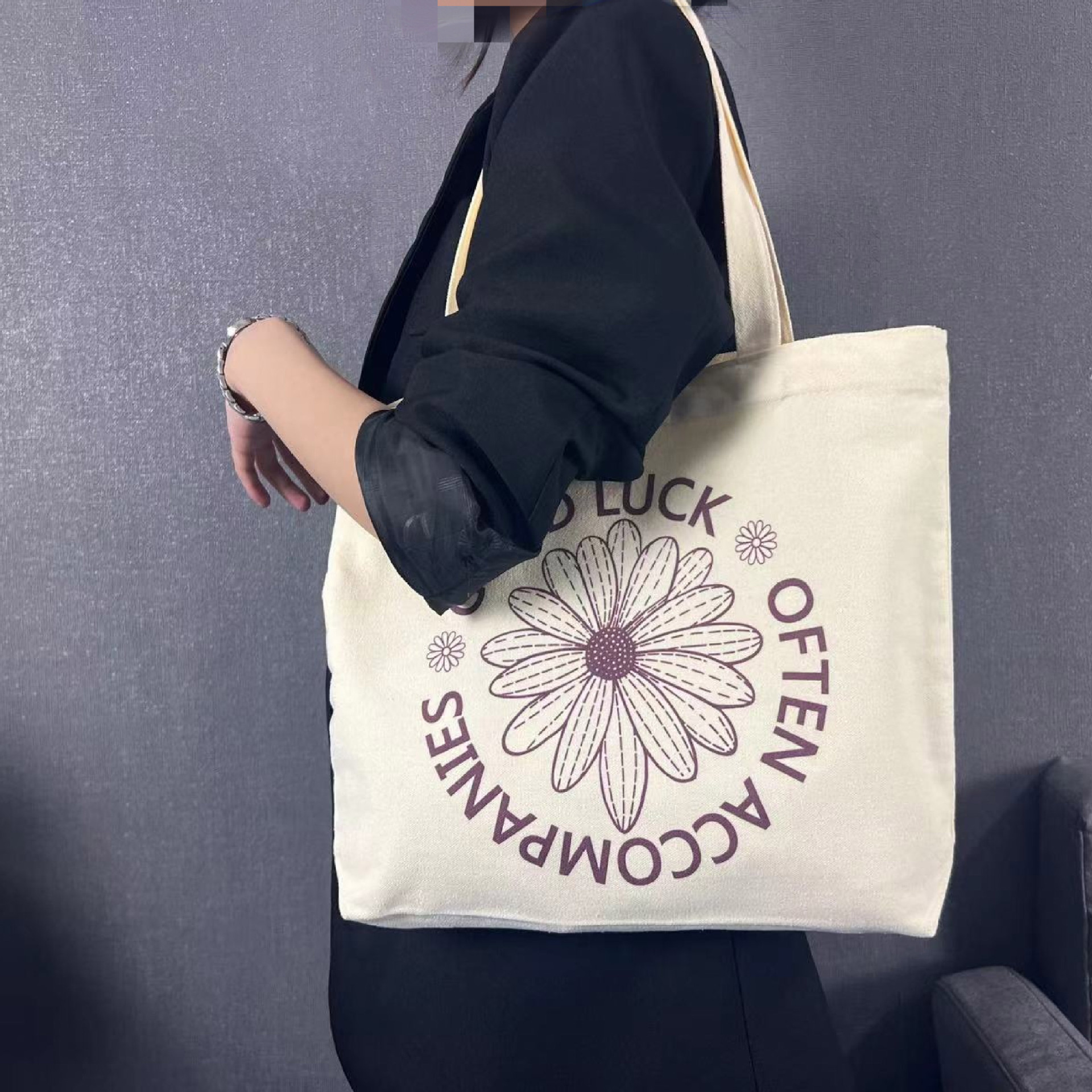 Canvas Bag for Women 2023 New Handbag Student Book Carrying Canvas Bag Large Capacity Cloth Bag Shoulder Canvas Bag