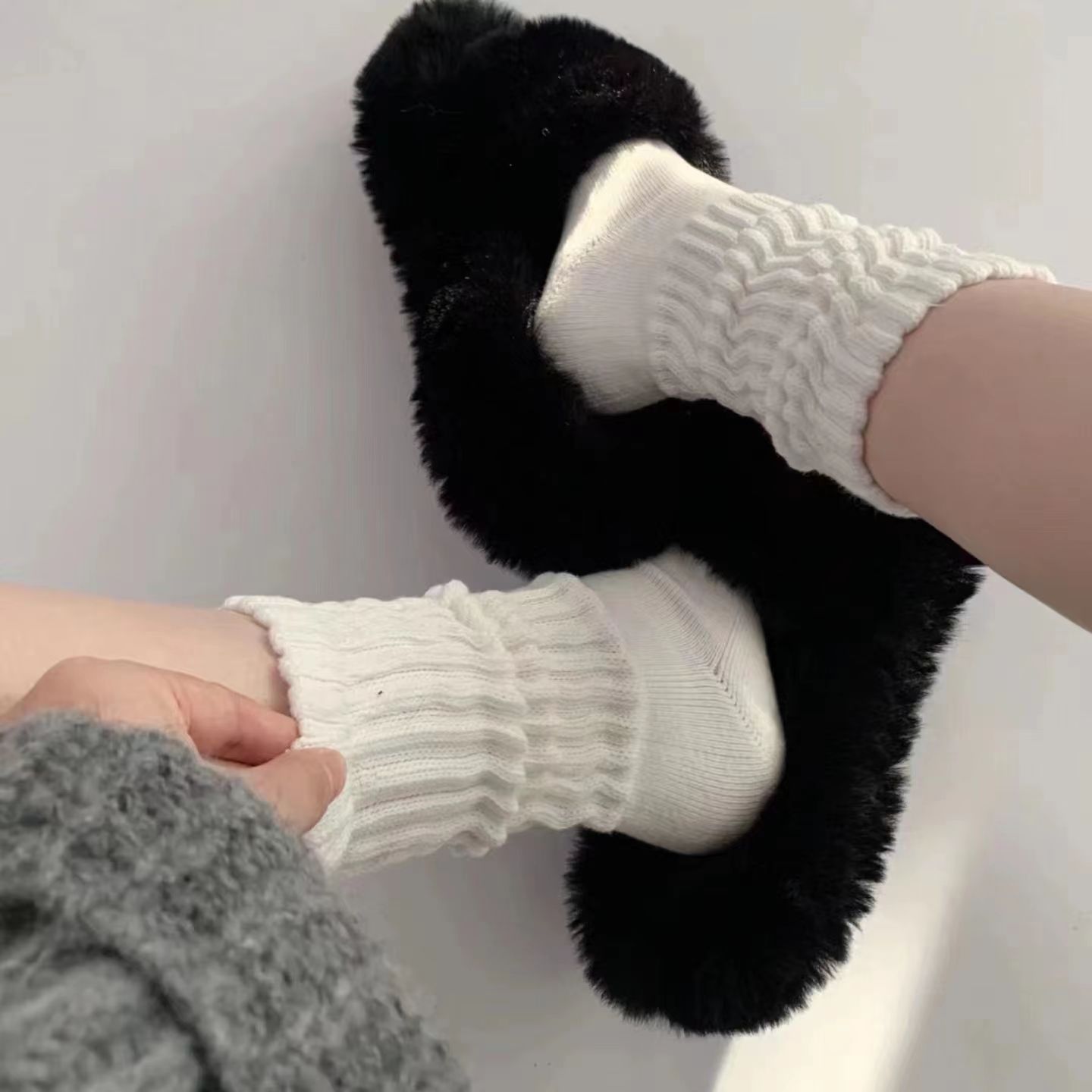 Socks Winter Girls Mid-Calf Length Solid Color Women's All-Match Jk Trendy Unique Long Tube Bunching Socks Solid Color Thick Needle Socks