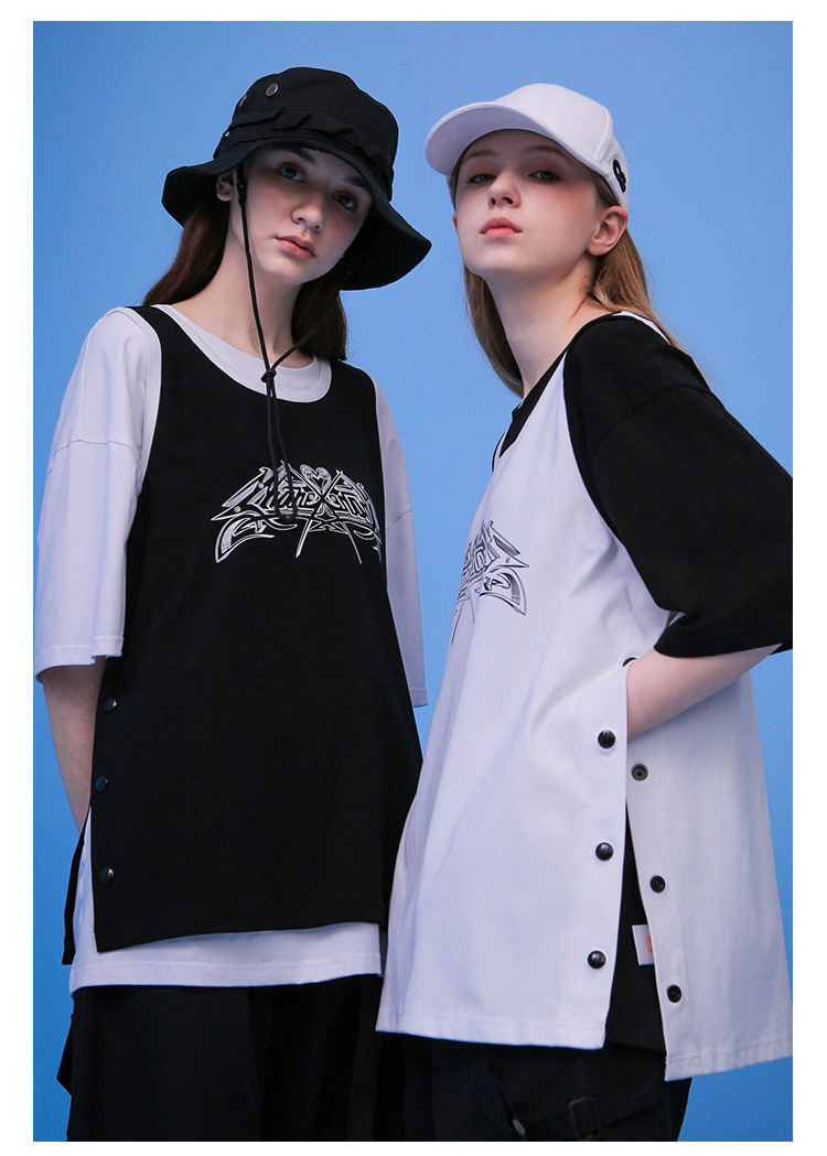 bf风宽松工字无袖运动背心女外穿嘻哈学生篮球球衣夏季薄款