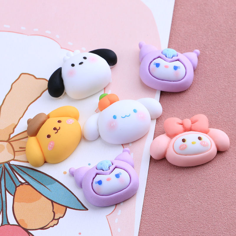 Cartoon Animal Doll Cream Glue DIY Phone Case Material Resin Accessories Barrettes Head Rope Material Package Factory Batch
