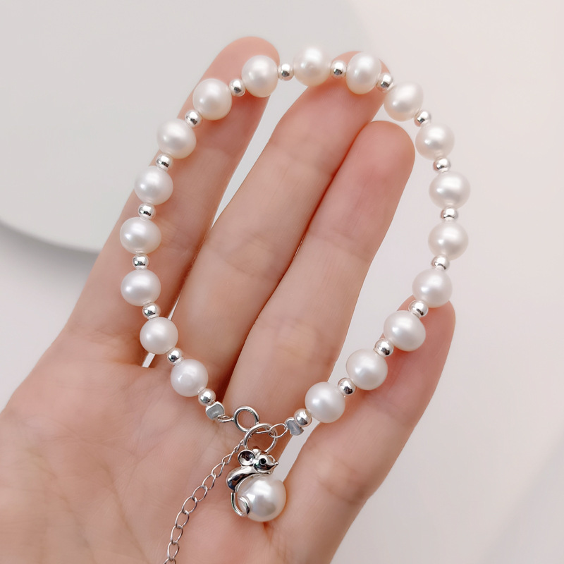 淡水珍珠手链女ins小众设计手饰品925纯银手链生日礼物送闺蜜女生