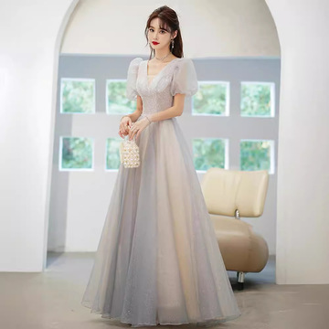 晚礼服女气质成人礼在逃公主裙声乐艺考主持人小众晚会礼服连衣裙