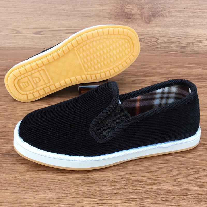 布鞋春秋老北京男女灯芯绒中老年保暖泡沫牛筋底加绒亚马逊跨境