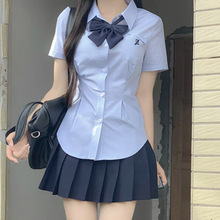 日系原创学院风JK制服设计感小众女白衬衣夏季新款上衣潮收腰衬衫