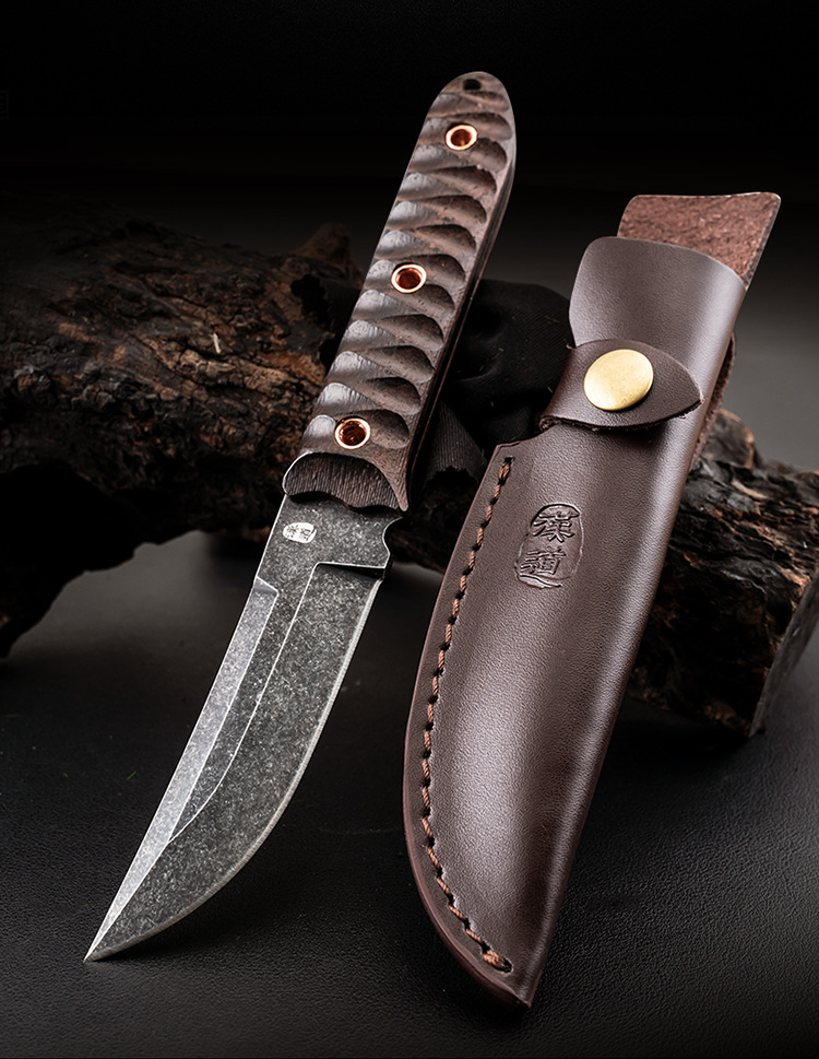 汉道锻打武士刃直刀户外小刀锋利高硬度户外刀野外生存求生战术刀