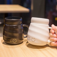 情侣款家用一对陶瓷马克杯女办公室水杯带盖镜面茶杯新款2023杯子