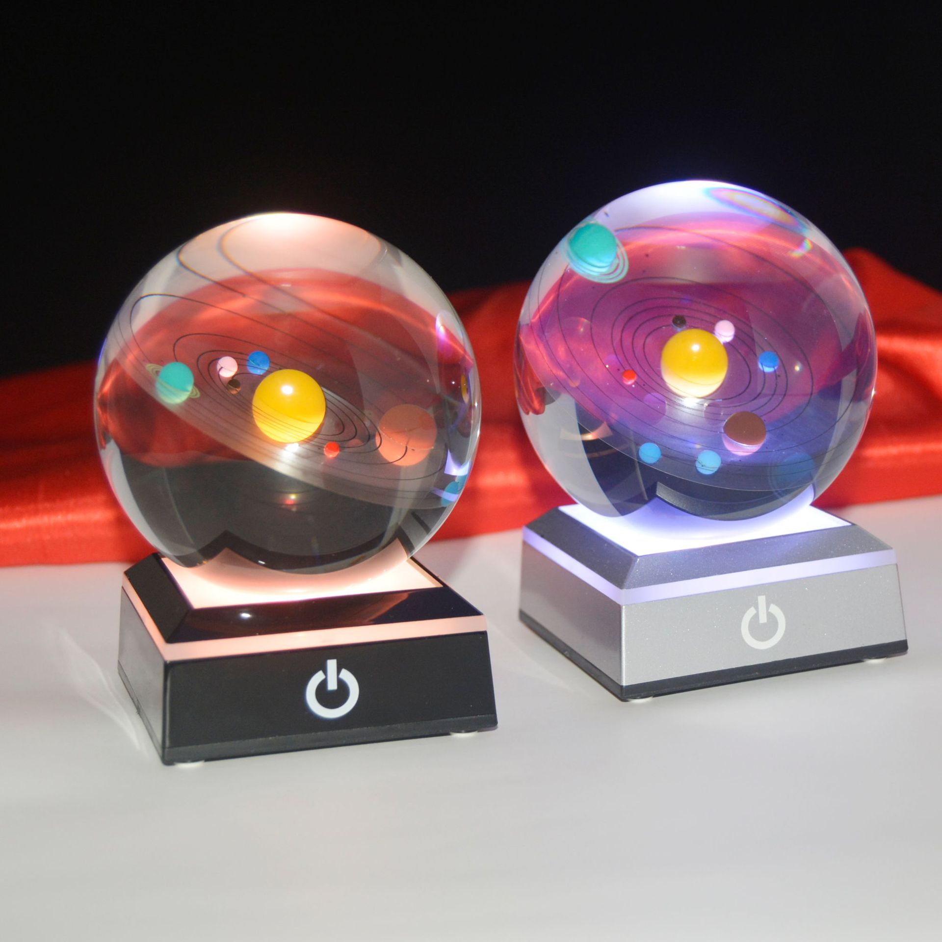 0成交6169个3d太阳系水晶球彩色九大八大行星摆件银河系天体星球创意