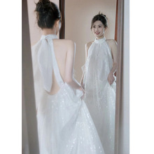新中式晨袍女新娘结婚晨拍礼服高级感订婚连衣裙小众轻婚纱小个子