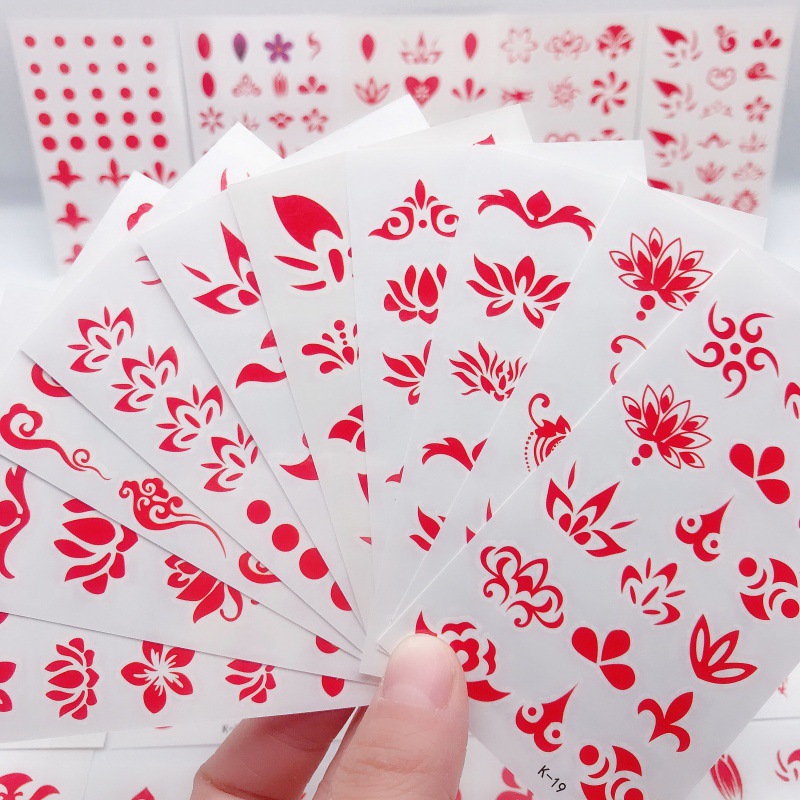 眉心贴儿童古风汉服古装额头贴表演化妆贴纸花钿凤尾花厂家批发