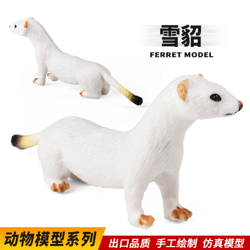 雪貂模型仿真野生动物玩具塑胶实心地中海雪貂蒙眼貂林鼬科教认知