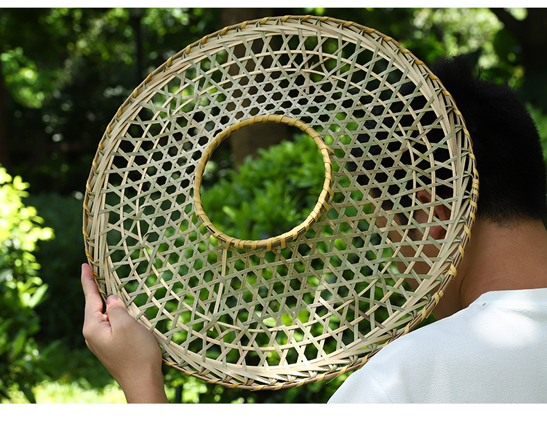 竹编斗笠帽竹帽舞蹈表演道具竹灯罩装饰竹青编织镂空帽子竹制品