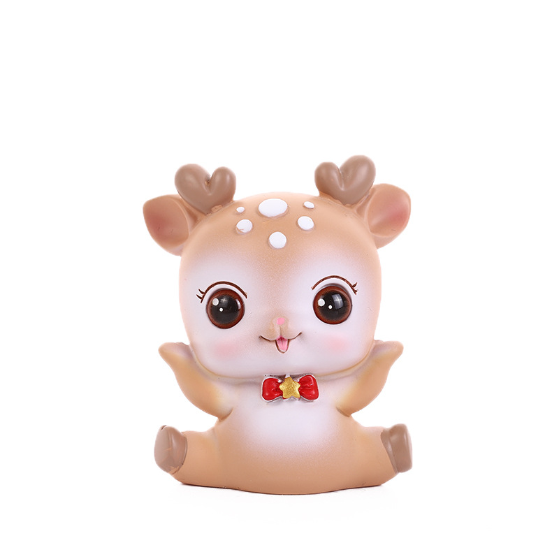 可爱梅花鹿车载小摆件 创意棕色桌面摆设品生日礼物 现货批发