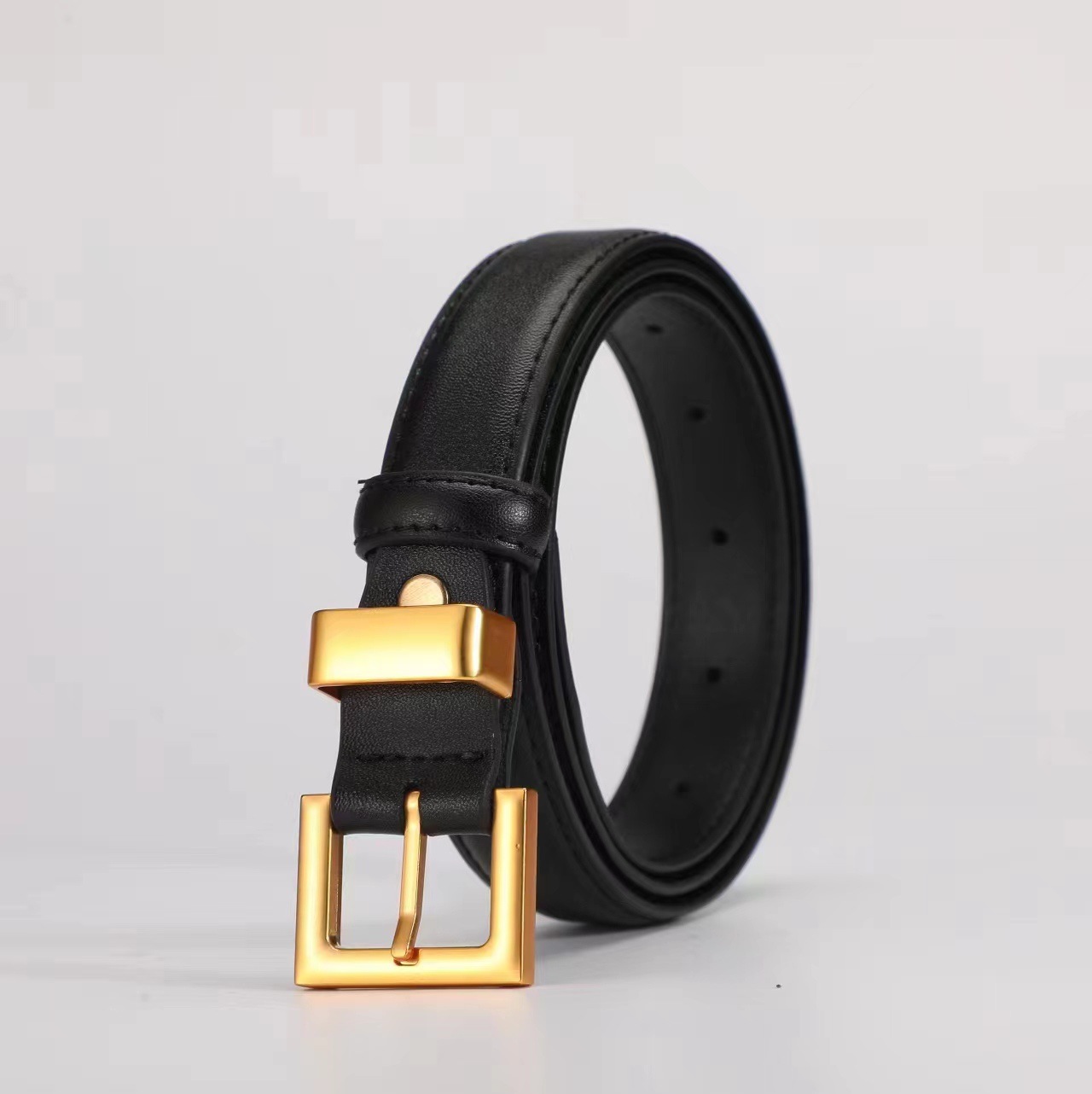 ladies‘ pin buckle genuine leather belt all-matching jeans black fashion korean ornament belt high sense 2023 new