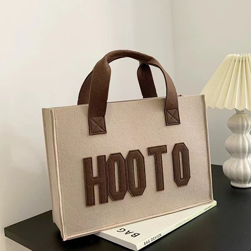 Retro Commuter Felt Tote Bag Simple Letters Fashion Felt Bag Xiaohongshu New Korean Style