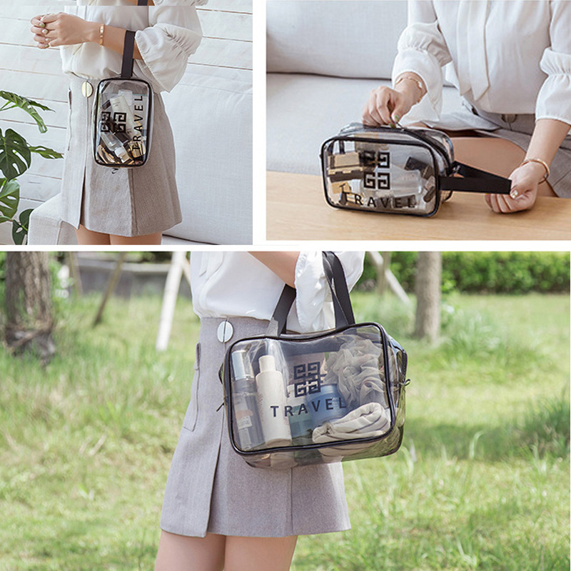 PVC Transparent Cosmetic Bag Large, Medium and Small Portable Waterproof Cosmetics Storage Bag Travel Portable Wash Bag