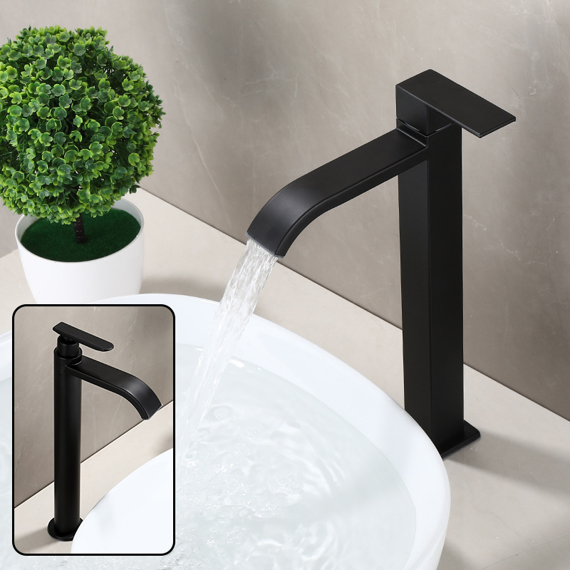 Single Cold Faucet Black Bathroom Counter Basin Basin Faucet Art Basin Faucet