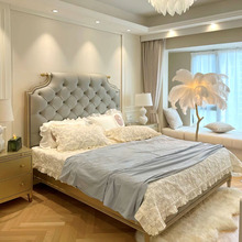 DA4K美式轻奢实木牛角床现代简约法式公主床1.8米双人主卧床榉木