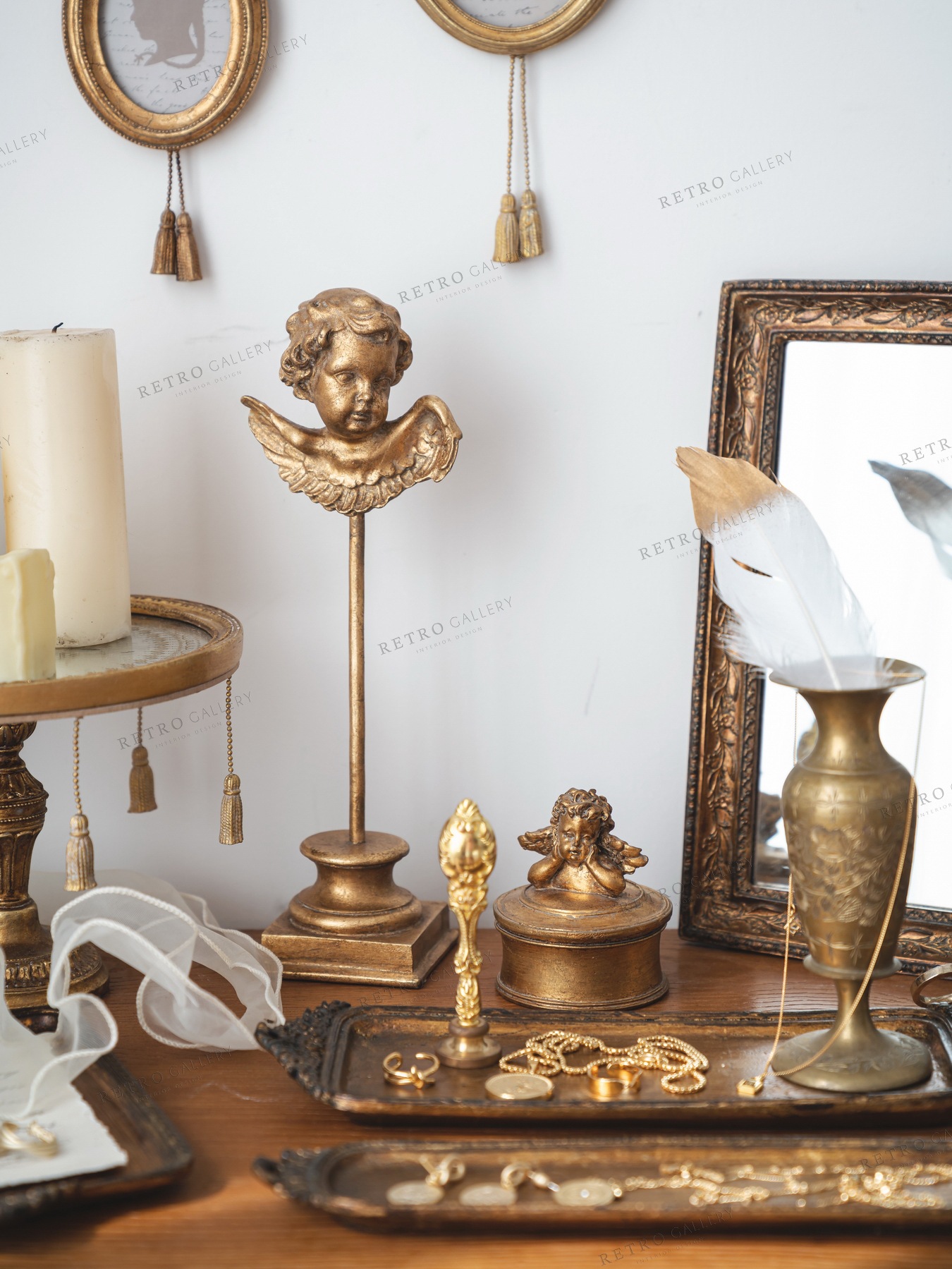 retro 创意复古法式金色天使摆件轻奢文艺桌面装饰拍照欧式ins风