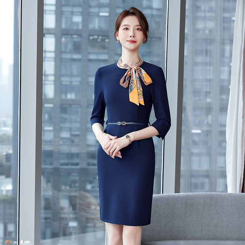 空姐制服珠宝店夏前台接待职业装春秋气质连衣裙女美容院工作服女