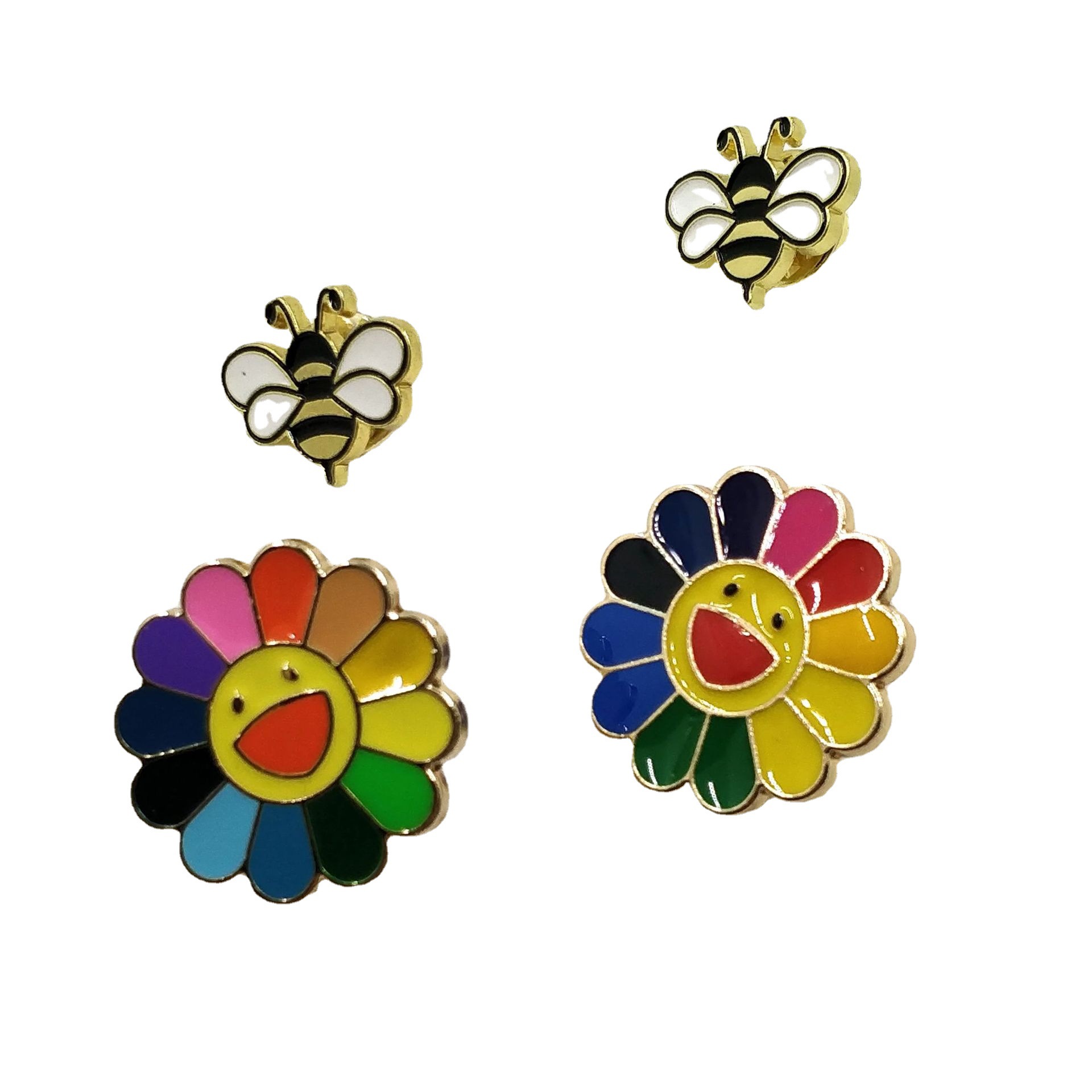网络热销七彩金属太阳花徽章 卡通时尚可爱七彩笑脸合金烤漆胸章