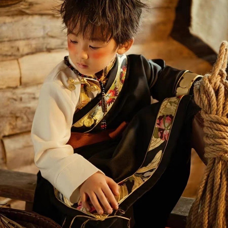 新款儿童藏族服装男童女童舞蹈演出服西藏旅拍写真少数民族风藏袍