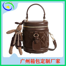 南风Chio2nd 焦糖甜茶盒子包包女2023新款流行单肩斜挎手提圆筒包