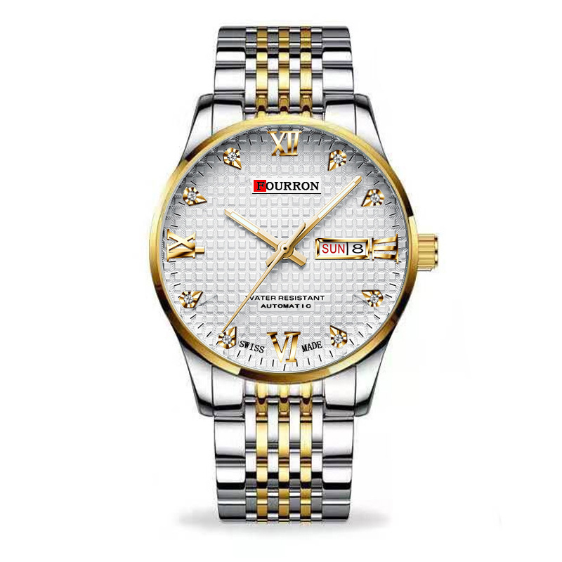 fourron手表男士仿机械透底镂空机芯双日历抖音直播热卖同款夜光