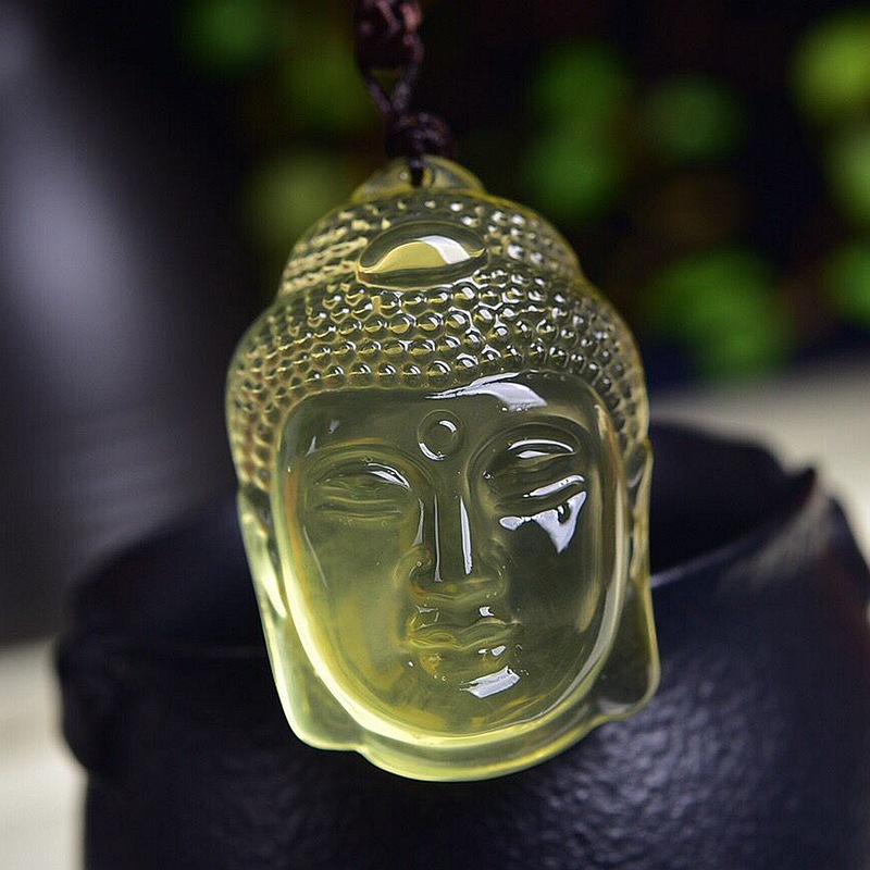 天然黄水晶观音头像吊坠 男款饰品 颜色柔和 时尚靓丽 diy配饰