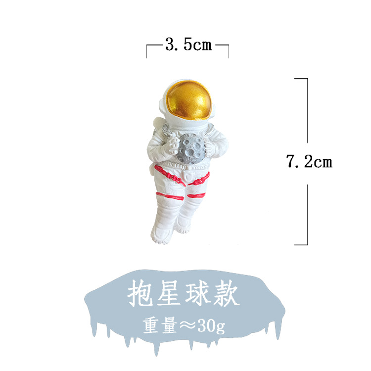 Cartoon Refridgerator Magnets Korean Astronaut UFO Three-Dimensional Character Magnetic Paste Resin Crafts Home Small Decorations