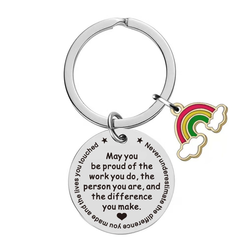 Cross-Border Stainless Steel Key Ring May You Be Proud Rainbow Pendant Creative Keychain Gift Wholesale