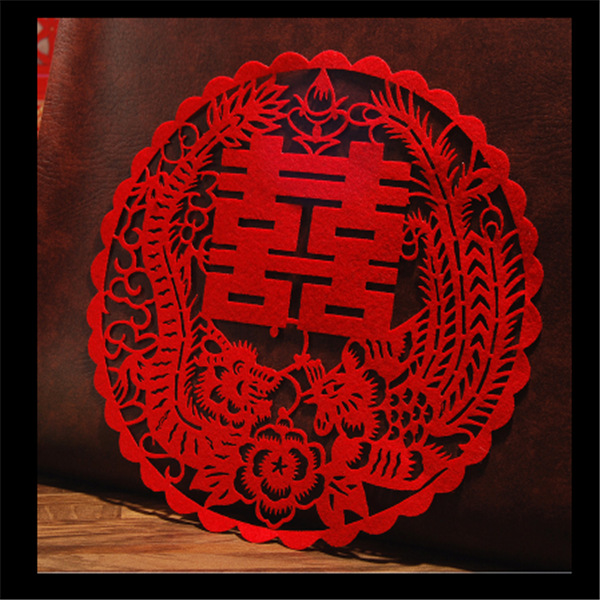 新款婚庆用品 创意个性结婚喜字门贴 无纺布喜字贴窗花喜压床喜