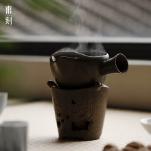 束刻全手工茶色侧把煮茶壶复古家用陶炉碳炉烧水壶单壶功夫茶具