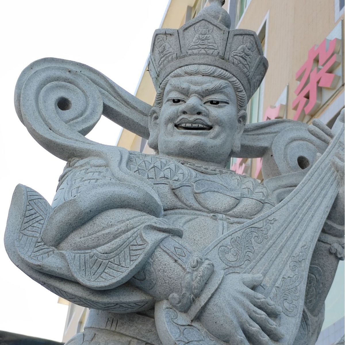 石雕四大天王寺庙佛像金刚护法弥勒佛天神像青石哼哈二将雕像摆件