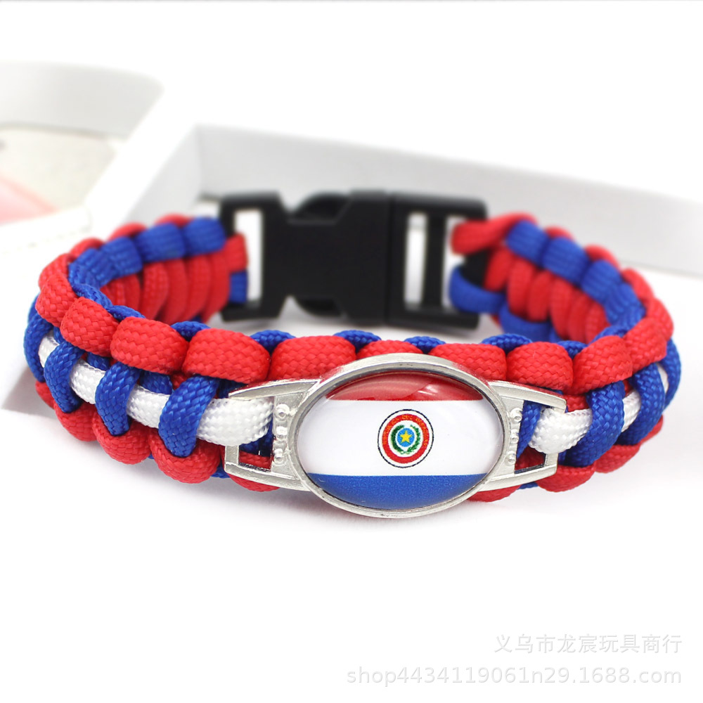 National Flag Bracelet from All over the World Paraguay Canada National Flag Parachute Cord Woven Bracelet Factory Wholesale