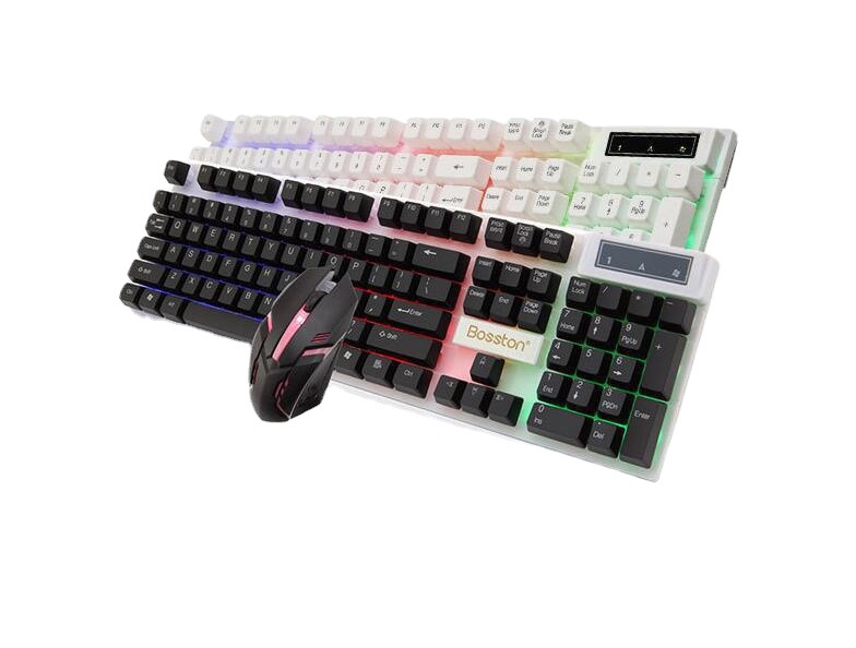 Bosston Suspension Rainbow Backlight Computer USB Wired Keyboard and Mouse Set DIY Installation Equipment