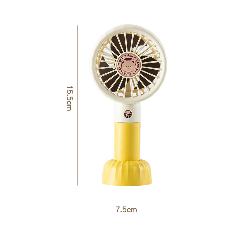 New Cartoon Bear Hand-Held Electric Fan Desktop Portable Fan Dual-Use Usb Charging Mini Little Fan Cross-Border